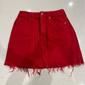 Abercrombie & Fitch Red Denim Mini Skirt